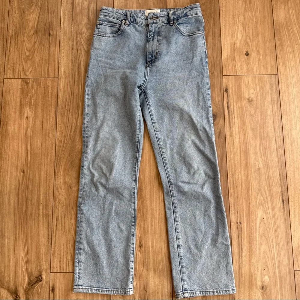 FRAME The Ruler Straight Leg Crop Jeans Light Blue Wash Size 25 High Rise Denim
